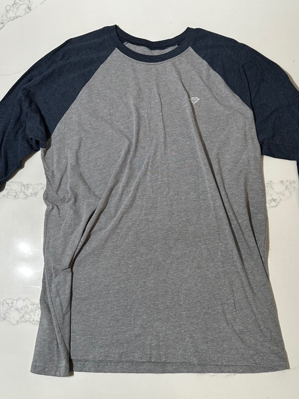 Diamond Supply Co. 3/4 Sleeve Baseball T-Shirt – Gray/Blue – XL